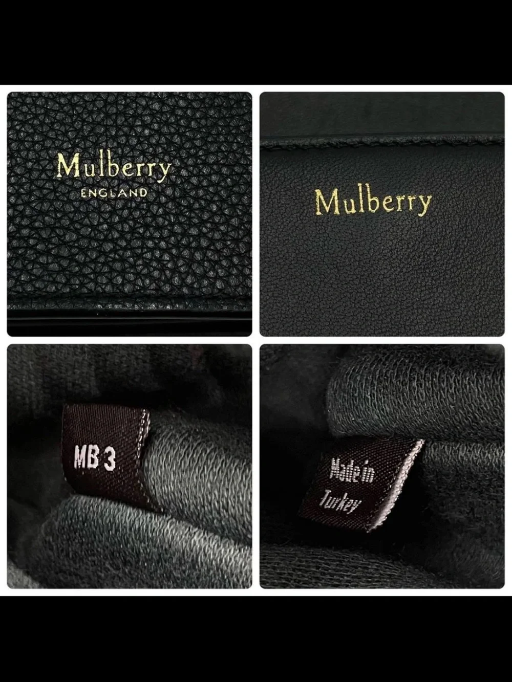 Mulberry Black Pebbled Leather Shoulder Bag with Gold Chain Strap